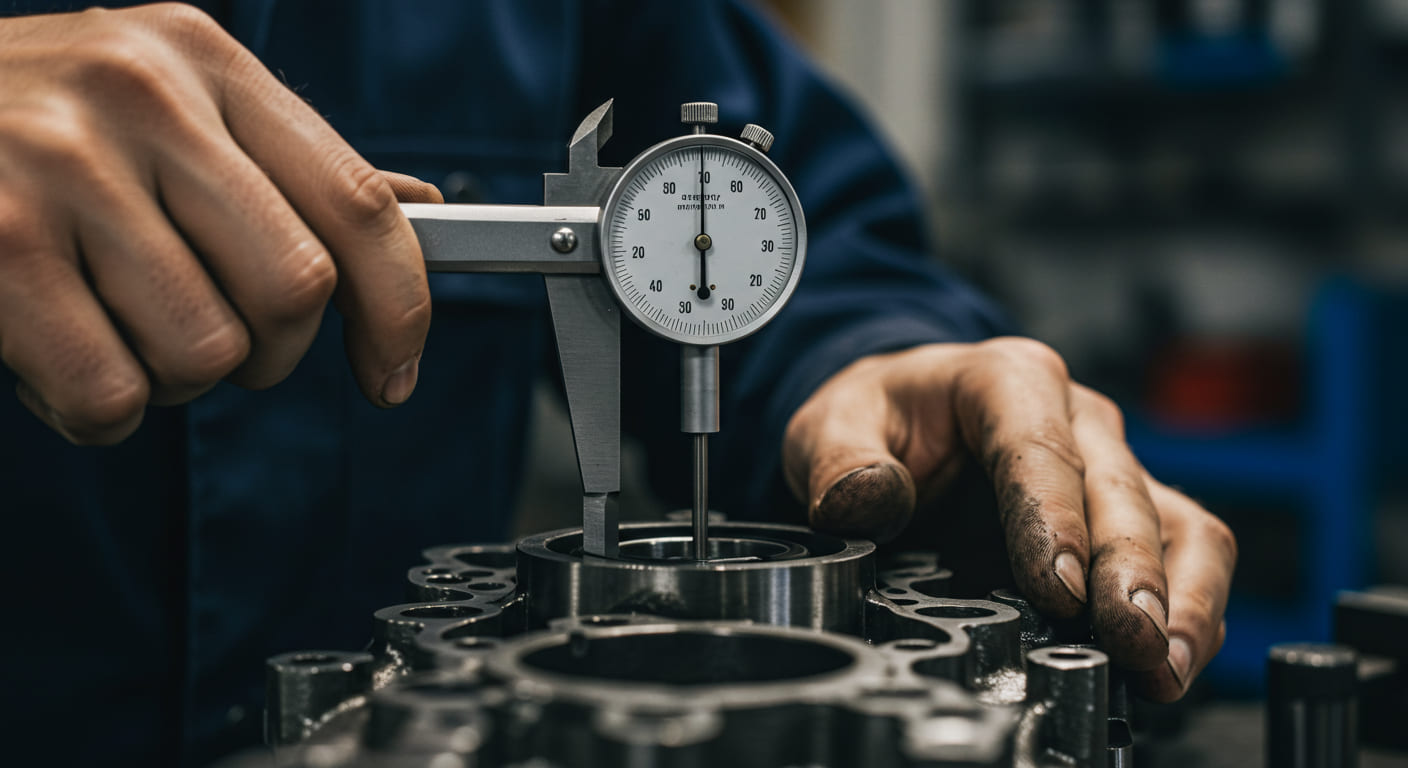 Medición de precisión en componente de motor